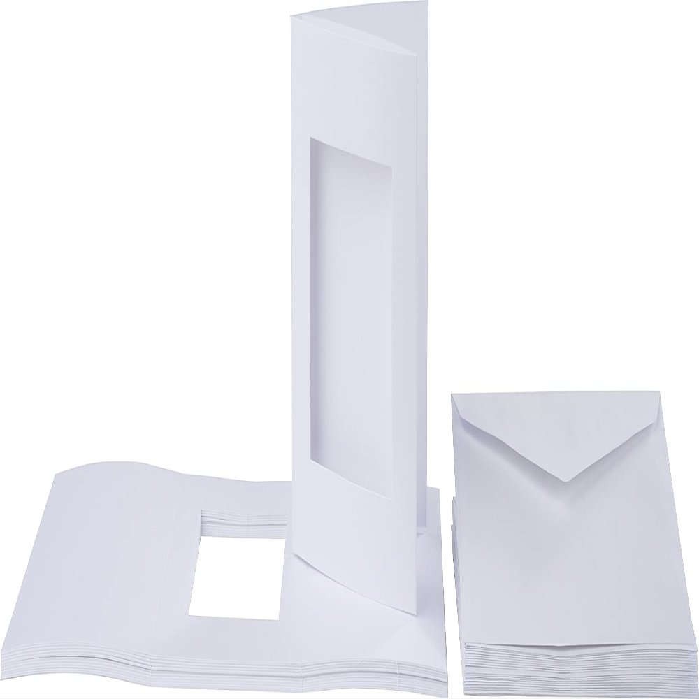 VBS Rectangular Mat Cards A6, 40-Piece Set, 20 Cards and 20 Envelopes