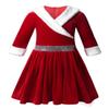 TiaoBug Girls' Long-Sleeve Velvet Christmas Dress with/without Hood, Red, Size 170–176 view 1