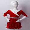TiaoBug Girls' Long-Sleeve Velvet Christmas Dress with/without Hood, Red, Size 170–176 view 2