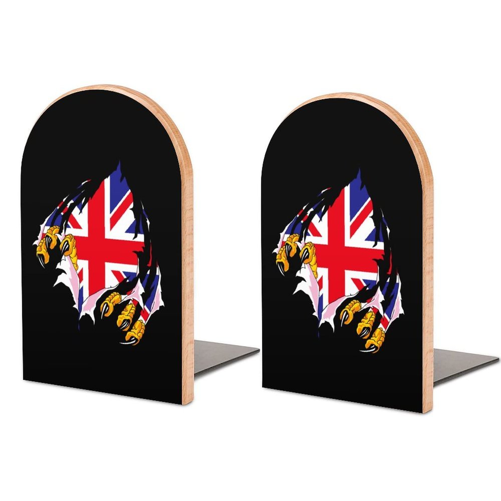 Claw Grunge England Flag Wooden Bookends