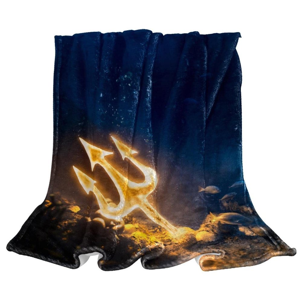 Sea Fire Trident Fleece Throw Blanket for Couch, Lightweight, Plush