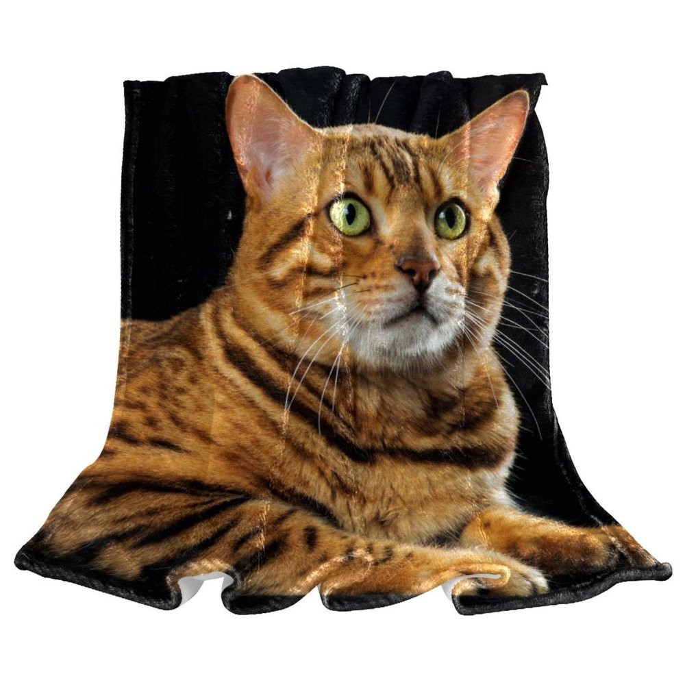 The Gold Bengal Cat Fleece Throw Blanket for Couch, Lightweight, Plush