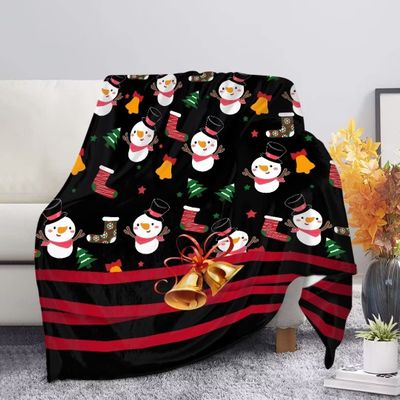 Amzbeauty Snowman Graphic Soft Warm Throw Blanket for Bed and Couch
