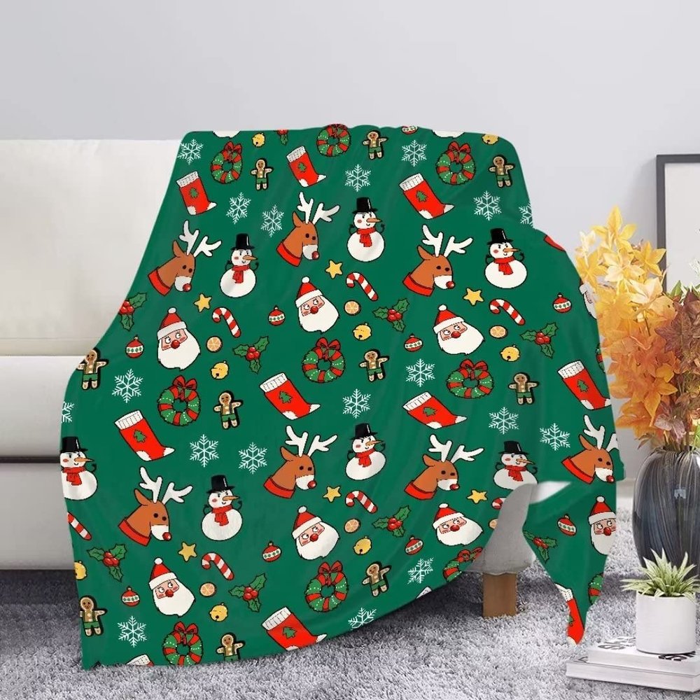 Amzbeauty Santa Claus Throw Blanket, Soft and Warm, for Bed and Couch