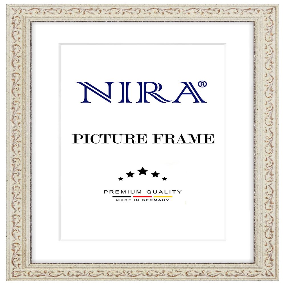 NiRa Solid Wood Picture Frame Vintage Retro 44 x 60 cm, Antique White/Brown