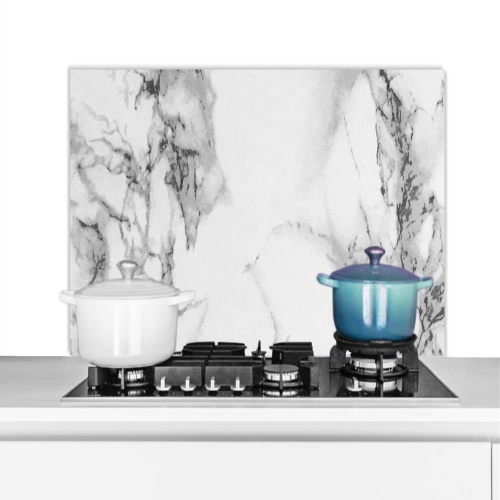 Kitchen Splash Guard Backsplash, Aluminum, 100 x 50 cm, Marble Look