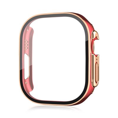 TONECY Screen Protector and Case Bumper for Apple Watch Ultra 49 mm, Red Rose Gold