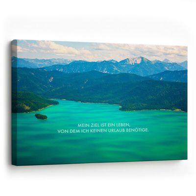 FOMACO Inspiring Art Motivation Canvas Print - 60 x 80 cm Landscape - "My goal is a life I don't need a vacation from" - Colorful Photo Wall Art with Quote