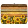 Sunflower Wooden Dish Drying Mat, Retro Flower, Absorbent Microfiber, 45.7 x 61 cm view 1