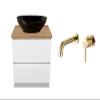 VBChome 60 cm White Bathroom Vanity with Black Sofia Vessel Sink, Gold Wall-Mounted Faucet and 2 Drawers view 1