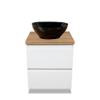 VBChome 60 cm White Bathroom Vanity with Black Sofia Vessel Sink, Gold Wall-Mounted Faucet and 2 Drawers view 3