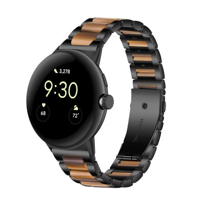 Gheper Resin Stainless Steel Band Compatible with Google Pixel Watch 2 (2023)/Pixel Watch (2022), Quick-Fit Metal Replacement Band for Women and Men