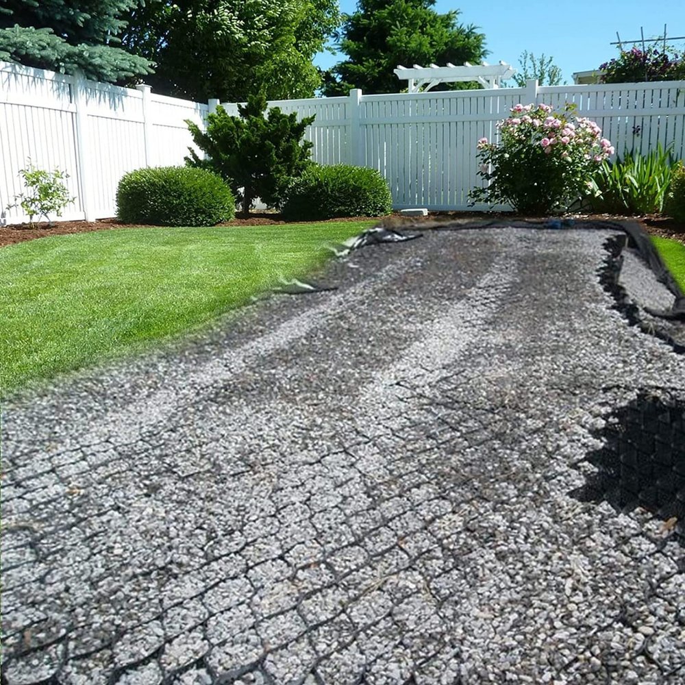 VIZET Geogrid for Outdoor Paving, 2 in/5 cm Gravel Stabilization Grid, 4 x 8 m/13.1 x 26.2 ft
