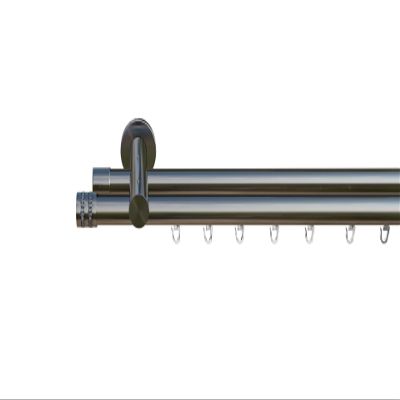 tilldekor Made-to-Measure Internal-Track Curtain Rod, Miami, Double-Track, Stainless Steel Look, 16 mm, 350 cm