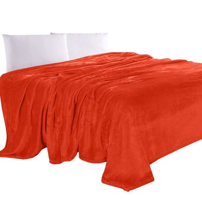 Elegant Comfort Luxurious Velvety Fleece Blanket, Lightweight All-Season, Orange, King/California King
