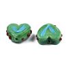 Craftdady 35-Piece Opaque Handmade Textured Lampwork Heart Glass Bead Strand, Sea Green view 2