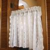 Cutwork Café Curtain with White Embroidered Flowers, Rod Pocket, Cotton, Country Style view 1