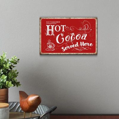 Vintage “Hot Cocoa Served Here” Wooden Pallet Sign, 20.3 x 30.5 cm