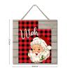 Utah 2022 Buffalo Check Santa Wooden Sign view 4