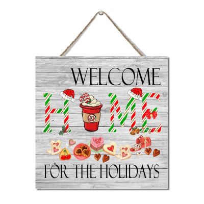 Rustic Wooden “Christmas Welcome Home for the Holiday Hot Cocoa” Wall Sign