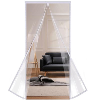 Risareyi Magnetic Thermal Door Curtain, Transparent EVA, 95 x 240 cm, White