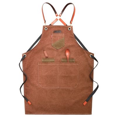 Denim Kitchen Apron with Pockets and Adjustable Straps