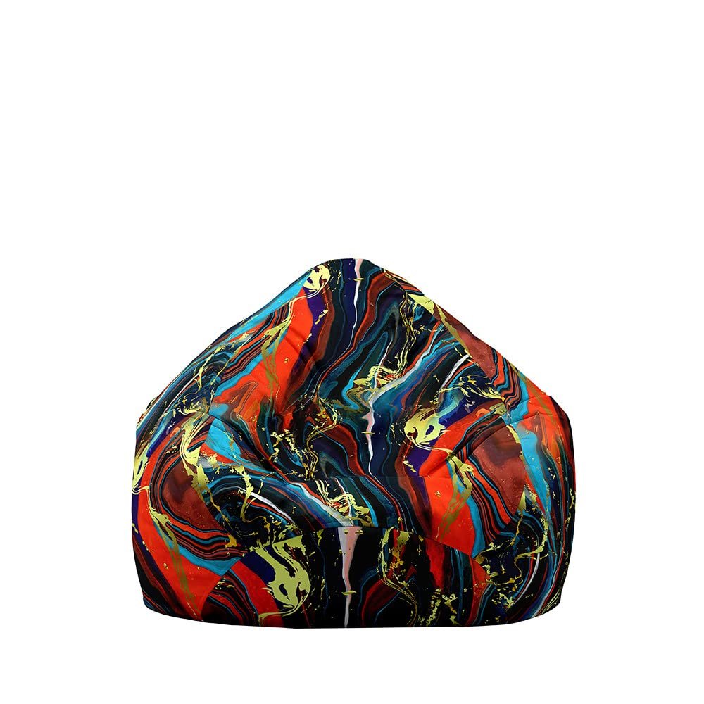 Treer Bean Bag Cover Without Filling, 3D Marble Print, Red, 90 x 110 cm