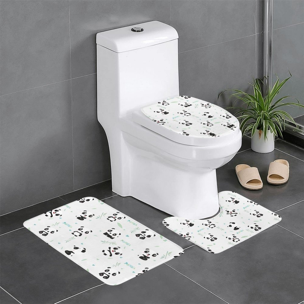 ASEELO Panda Bamboo Bathroom Rug Set, Non-Slip, Quick-Drying, for Bathtub, Shower and Bathroom
