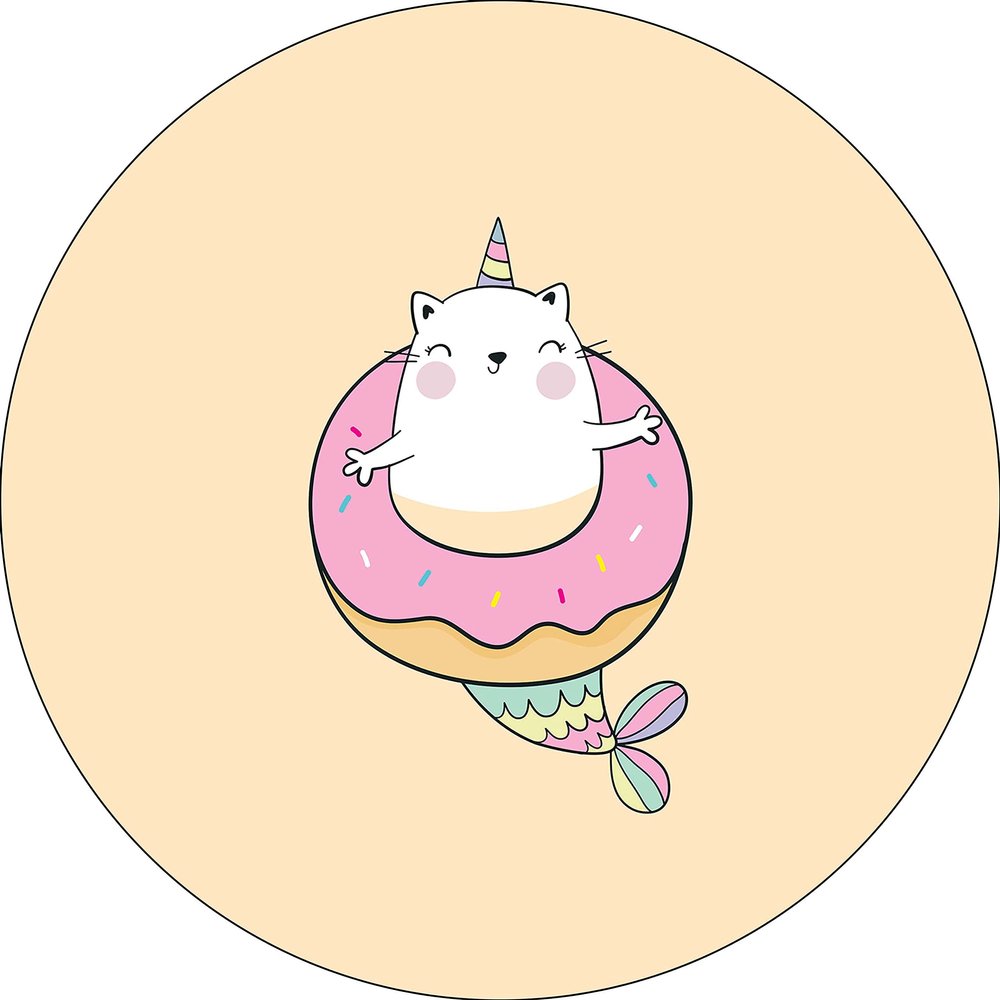 Bonateks Round Printed Mouse Pad, Non-Slip Base, for Office and Home, Diameter: 22 cm