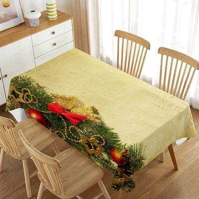 Morbuy Washable Christmas Tablecloth, Gold Bell, Polyester, 60 x 60 cm
