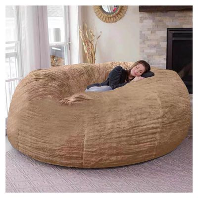 Durable Comfortable Bean Bag Chair Cover, 5/6/7 ft, Giant Washable Faux-Fur Sofa Cover, No Filler