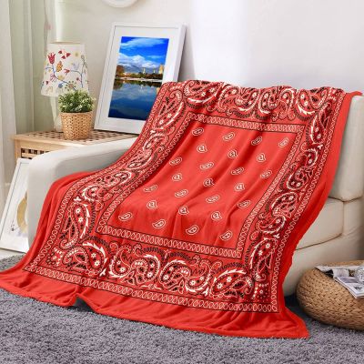 Red Flannel Blanket, Paisley Pattern, 160 x 200 cm