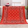 Red Flannel Blanket, Paisley Pattern, 160 x 200 cm view 2