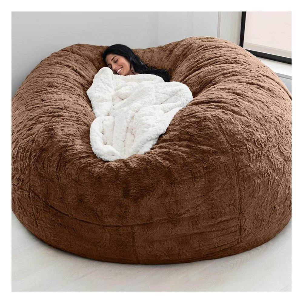 bergroe Bean Bag Chair Cover, Faux Fur Lazy Sofa Cover, Washable Adult Bean Bag Cover