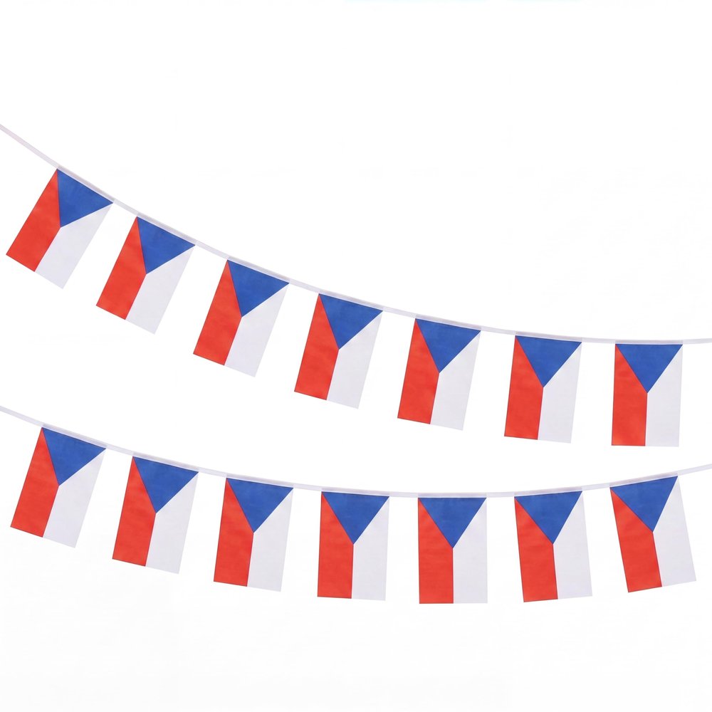 Sonia Originelli Czech Flag Garland, approx. 4.5 m – Decoration for World Cup, European Championship & Public Viewing