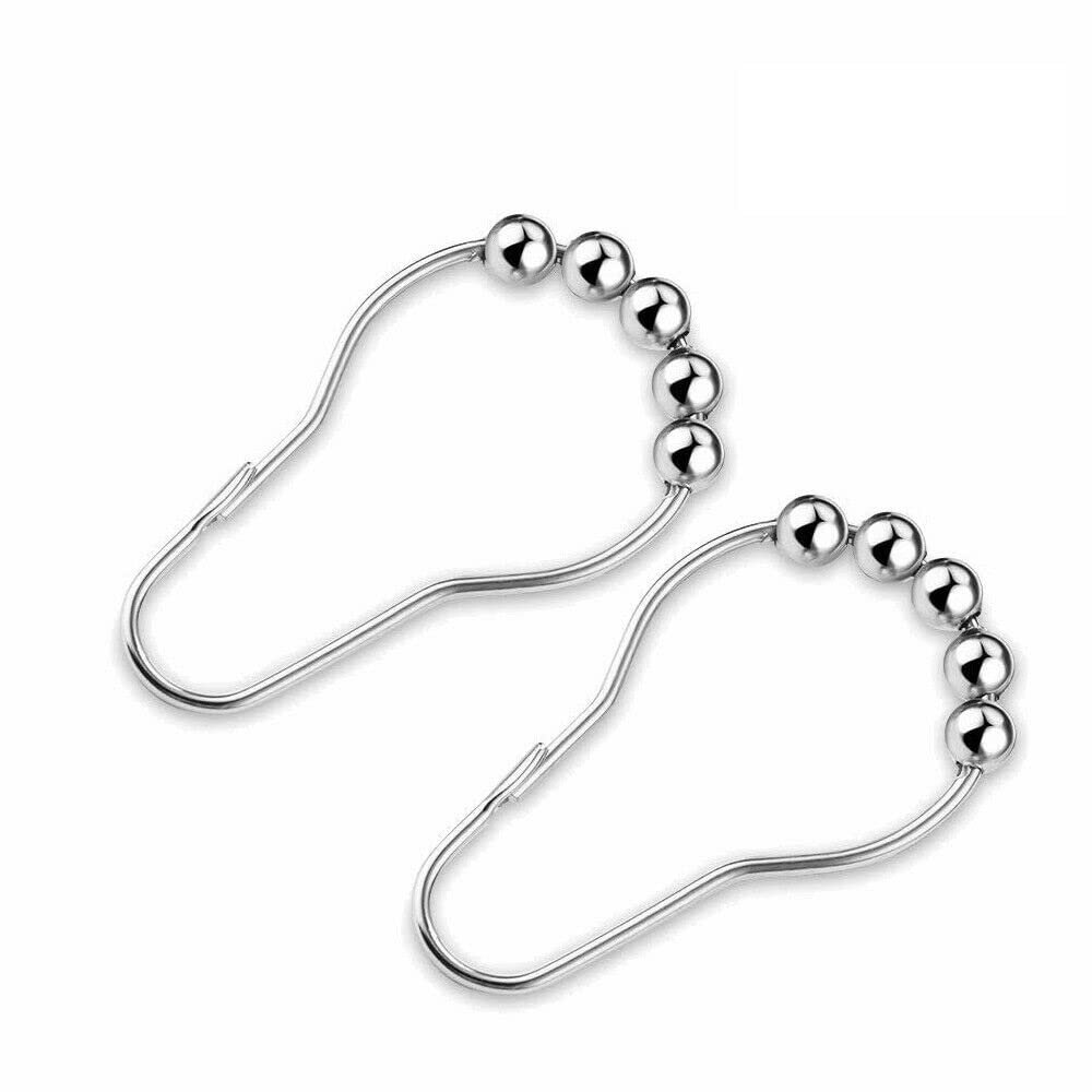 MOOKEENONE 10-Pack Shower Curtain Hooks, Metal Rings, Rust-Resistant