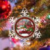Farmhouse Barn Christmas Tree Red Truck Snowflake Ornaments, Buffalo Plaid, 7.6 cm view 4
