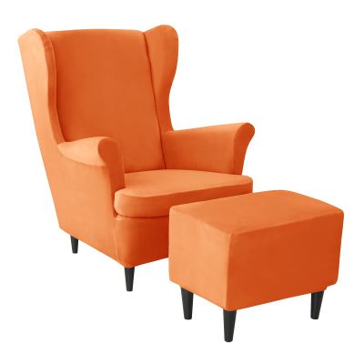 JHLD Wingback Chair Cover with Ottoman, 3-Piece, Orange