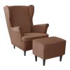 JHLD Wingback Chair Cover with Ottoman, 3-Piece Slipcover, Dark Coffee view 1