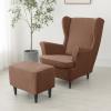 JHLD Wingback Chair Cover with Ottoman, 3-Piece Slipcover, Dark Coffee view 2