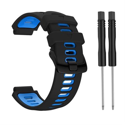 TONECY Silicone Replacement Watch Band for Garmin Forerunner 235/220/230/620/630/735XT, Black/Blue