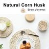 Woven Corn Bran Placemat, Heat-Insulating Non-Slip Dining Table Mat, 30 × 45 cm view 2