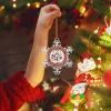 Merry Christmas Floral Snowman Metal Snowflake Hanging Ornament, Winter Farmhouse Buffalo Plaid Christmas Tree Decor for Kids, 7.6 cm view 4