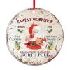 Santa's Workshop Acrylic Christmas Ornament, Reindeer and Santa Wreath, Round, 3 in view 1