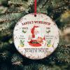 Santa's Workshop Acrylic Christmas Ornament, Reindeer and Santa Wreath, Round, 3 in view 4