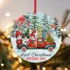 First Christmas Retired 2022 Snowman Red Truck with Tree Acrylic Christmas Ornament, 3 in, with Red String view 3