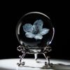 60 mm Laser-Engraved 3D Crystal Ball with Cherry Blossom Figure Paperweight view 3