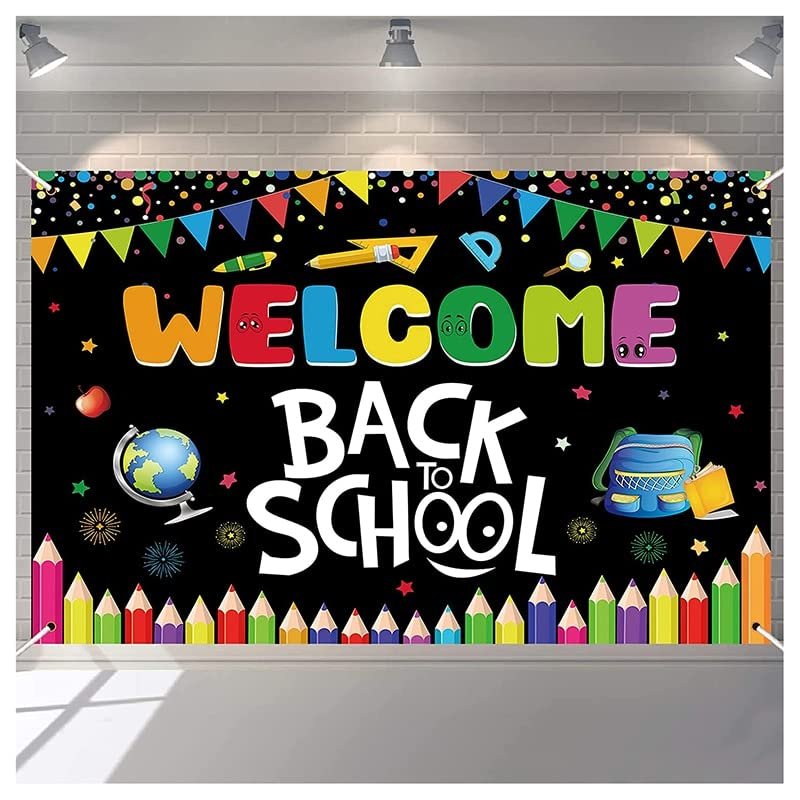 Welcome Back to School Theme Photography Backdrop, First Day of School Background, School Party and Online Teaching Decor
