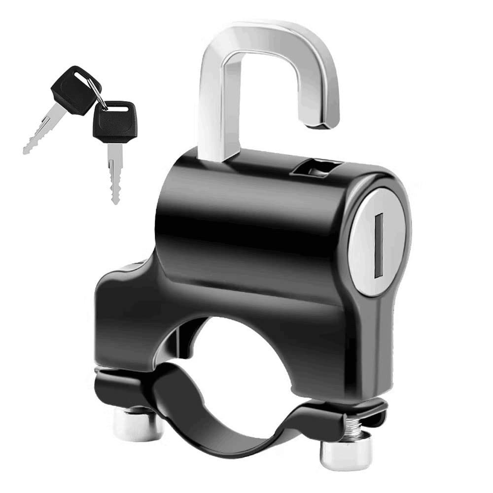 Portable Mini Helmet Lock, All-Metal Anti-Theft Lock with 2 Keys for 22–24 mm Handlebars