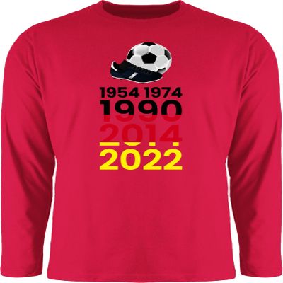 Men's Long-Sleeve Shirt – Germany Soccer World Cup 1954, 1974, 1990, 2014, 2022 – XL, Red